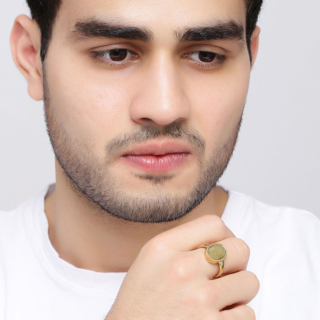 Ratna Rings Yellow Sapphire (Pukhraj) 7.25 Ratti Ashtadhatu Rashi Ratna Ring with ...