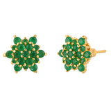 Green Cluster Setting Zircons Stud Earrings