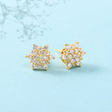White Zirconia Gems Floral Stud Earrings