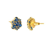 Blue Cluster Setting CZ Floral Stud Earrings