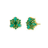 Tiny Green CZ Gems Round Stud Earrings