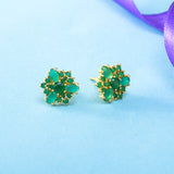 Tiny Green CZ Gems Round Stud Earrings