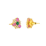 Pink and Green CZ Stud Earrings
