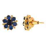 Spokes Blue CZ Gold Plated Stud Earrings