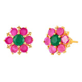 Marquise and Round Cut Pink CZ Gems Stud Earrings