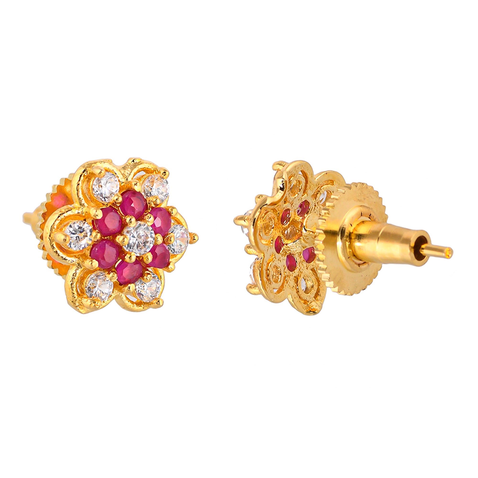 Sparkling Essentials Gold Plated Floral Stud Earrings