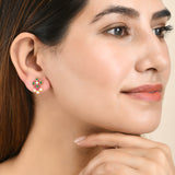 Coloured CZ Gems Teardrop Stud Earrings