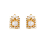 White Pearls Beaded Stud Earrings