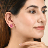 Tiny Pink Round Cut CZ Stud Earrings