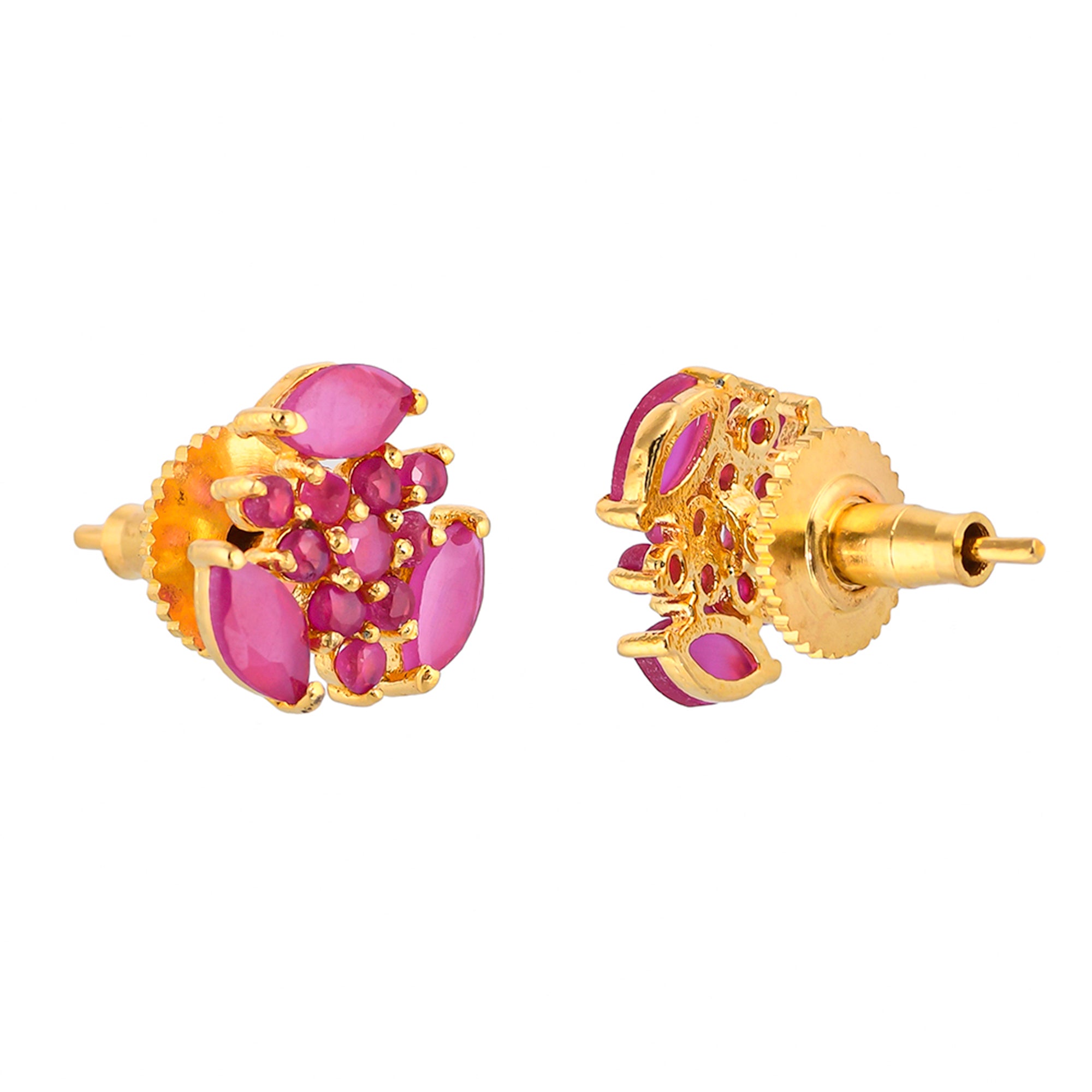 Tiny Pink Zircon Gems Stud Earrings