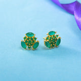 Green Zirconia Adorned Tiny Stud Earrings