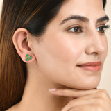 Green Zirconia Adorned Tiny Stud Earrings