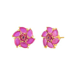 Pink Zirconia Gemstones Adorned Stud Earrings