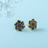 Black Zirconia Gemstones Stud Earrings