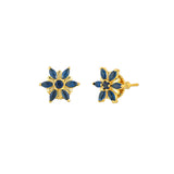 Blue CZ Gems Gold Plated Stud Earrings