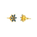 Blue CZ Gems Gold Plated Stud Earrings