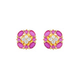 Tiny White and Pink CZ Stud Earrings