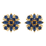 Gold Plated Blue Zirconia Gems Stud Earrings