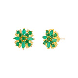Green CZ Gems Gold Plated Casual Stud Earrings