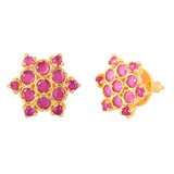 Pink Cluster Setting CZ Stud Style Earrings