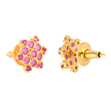 Pink Cluster Setting CZ Stud Style Earrings
