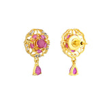 Casual Pink CZ Gems Stud Earrings