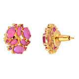 Pink CZ Gems Gold Plated Stud Earrings