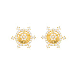 Gold Plated White Pearl Beads Adorned Stud Earrings