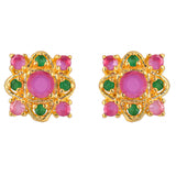 Ethnic Style Pink CZ Adorned Stud Earrings