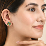 Green Teardrop Cut CZ Stud Earrings