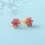 Tiny Pink Zirconia Gemstones Stud Earrings
