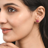 Tiny Pink Zirconia Gemstones Stud Earrings