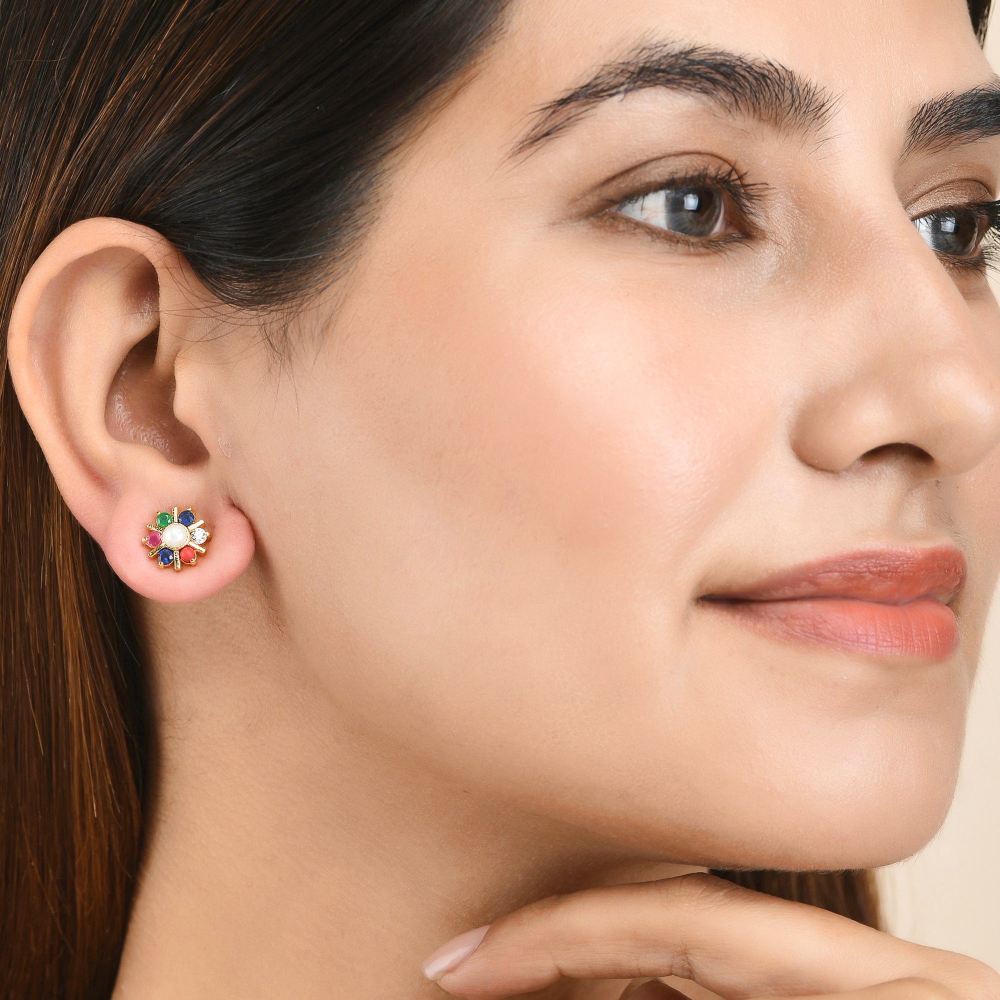 Meri Mismatch Coloured Stud Earring Set | Oliver Bonas | Stud earrings,  Small earrings studs, Gemstone stud earrings
