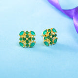 Casual Green Zirconia Gemstones Stud Earrings