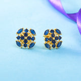 Casual Blue CZ Gems Stud Style Earrings