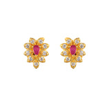 Marquise Cut White and Pink Zircons Stud Earrings