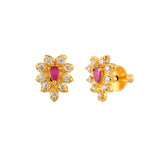 Marquise Cut White and Pink Zircons Stud Earrings