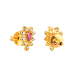 Marquise Cut White and Pink Zircons Stud Earrings