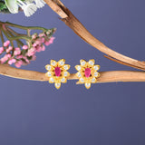 Marquise Cut White and Pink Zircons Stud Earrings