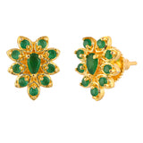 Gold Plated Green Zirconia Gems Stud Earrings