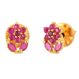 Pink CZ Gems Floral Stud Earrings