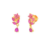 Marquise Cut Pink CZ Floral Stud Earrings