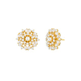 Classic Gold Plated White Pearl Beads Stud Earrings
