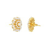 Classic Gold Plated White Pearl Beads Stud Earrings