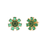 Gold Plated Green Cz Stud Earrings