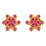 Pink Round Cut Zirconia Gems Stud Earrings
