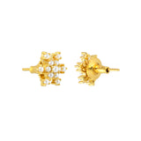 White Pearl Bunch Gold Plated Stud Earrings