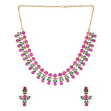 Sparkling Essentials Pink and Green Zircons Gems Jewellery Set