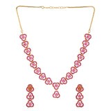 Sparkling Essentials Pink Round Cut Zircons Cutwork Jewellery Set