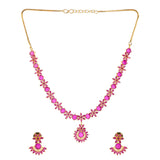 Sparkling Essentials Cluster Setting Pink Zircons Gold Plated Jewellery Set